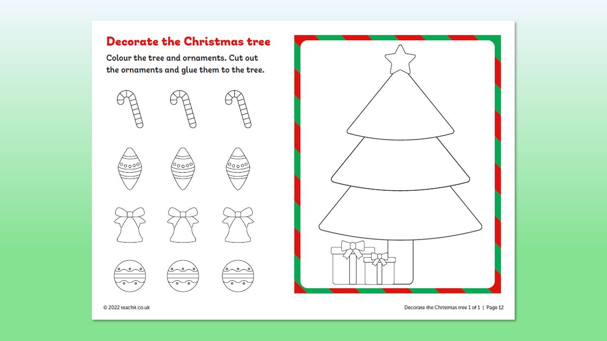 Decorate the Christmas tree (2D) craft activity