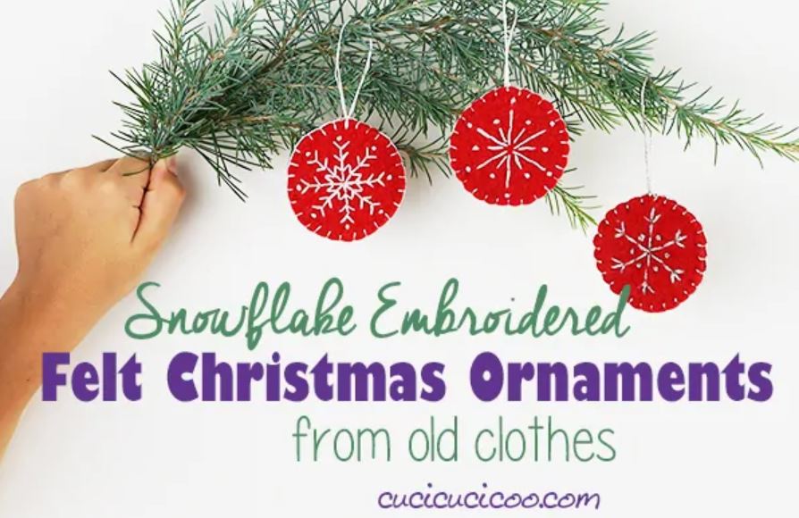 Snowflake Embroidered Felt Baubles from Cucicucicoo