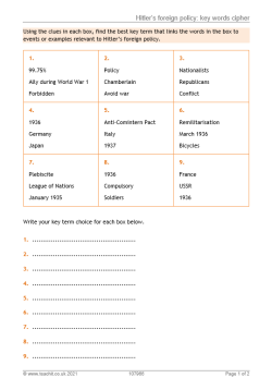 Image of Hitler's foreign policy key word cipher resource