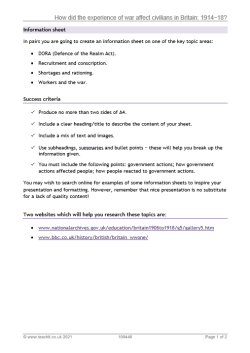 How did the experience of war affect civilians in Britain: 1914–18?