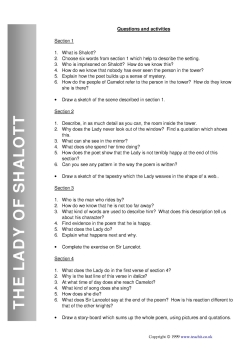 Questions and activities - 'The Lady of Shalott' Questions and activities - 'The Lady of Shalott'