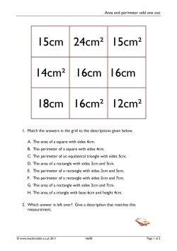 Area and perimeter odd one out
