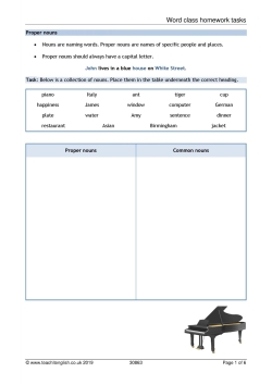 Word class homework tasks Word class homework tasks