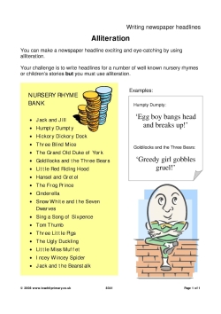 Alliteration - writing newspaper headlines